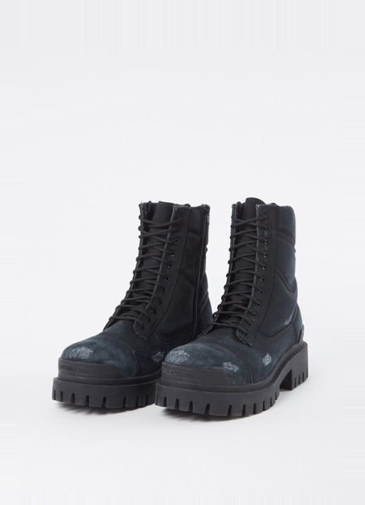Balenciaga Combat Strike veterboot van canvas - detail zwart