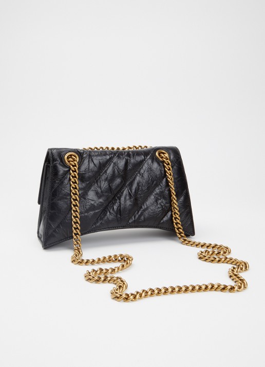 Balenciaga Crush schoudertas van kalfsleer met quilt patroon - achterkant zwart