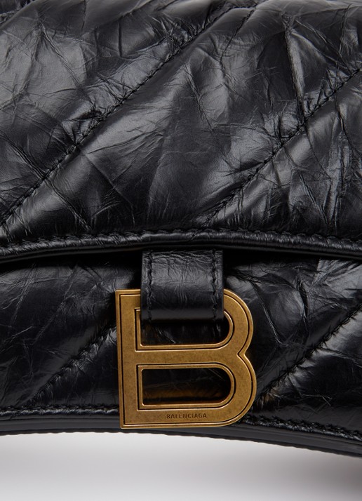 Balenciaga Crush schoudertas van kalfsleer met quilt patroon - detail 4 zwart