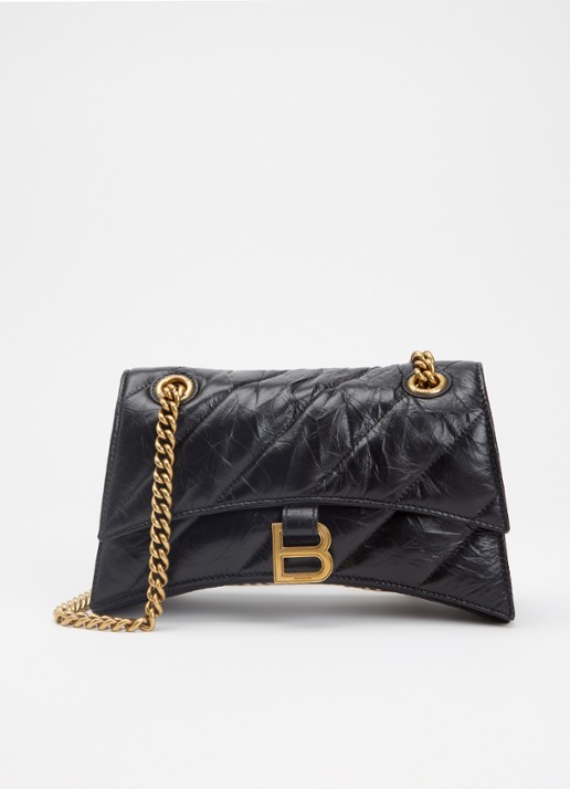Balenciaga Crush schoudertas van kalfsleer met quilt patroon - voorkant 5 zwart