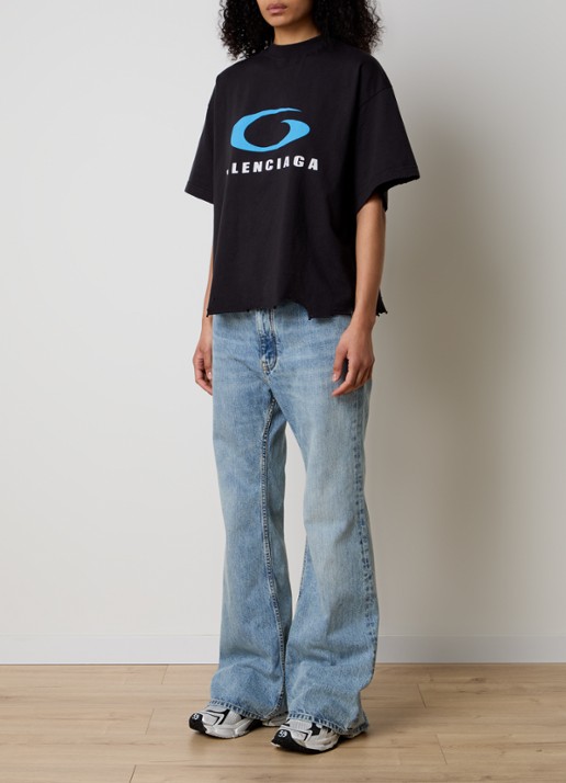 Balenciaga High waist flared jeans met lichte wassing - voorkant 2 indigo