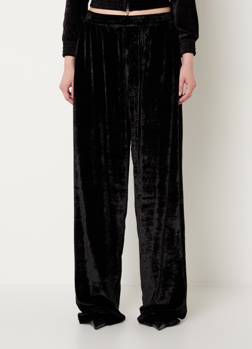 Balenciaga High waist loose fit joggingbroek van fluweel - detail 2 zwart