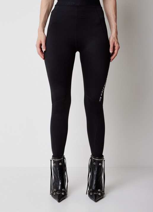 Balenciaga High waist skinny fit legging met logoprint - detail 3 zwart