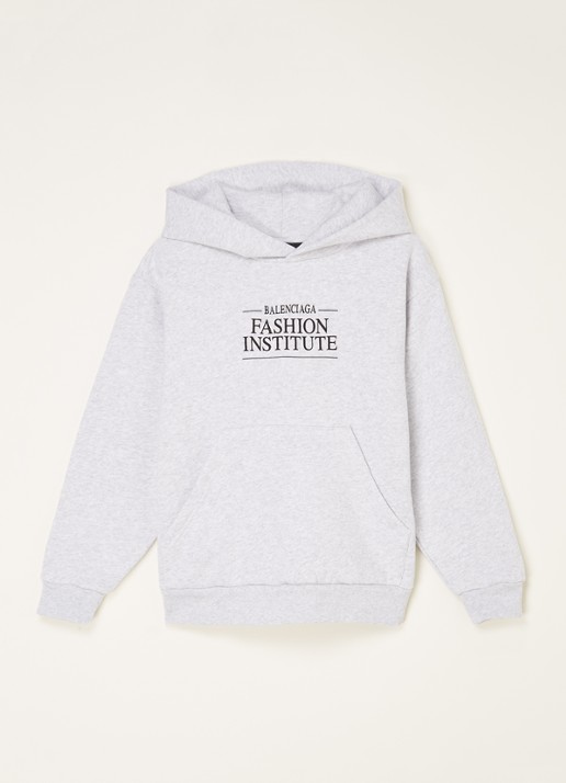 Balenciaga Hoodie met logo- en backprint - voorkant 2 lichtgrijs
