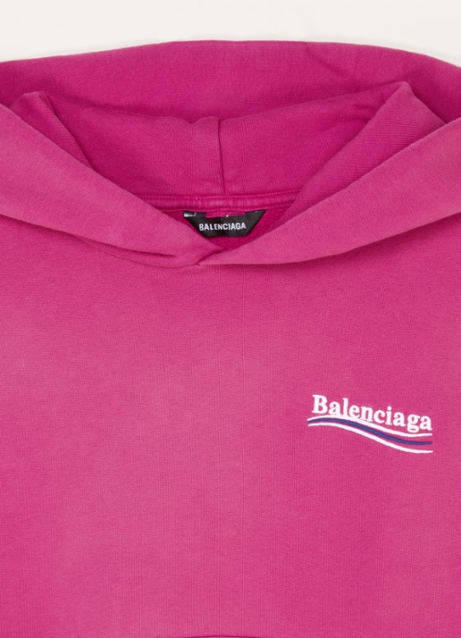 Balenciaga Hoodie met logo- en backprint - detail 3 fuchsia