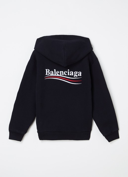 Balenciaga Hoodie met logo- en backprint - voorkant 2 zwart