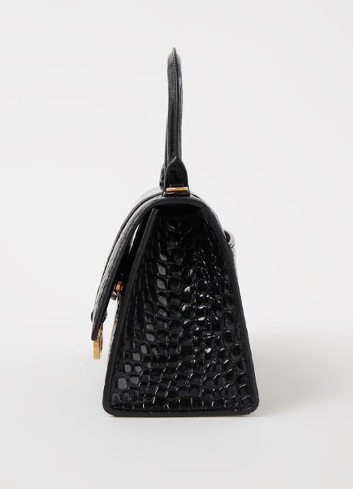 Balenciaga Hourglass S handtas van kalfsleer met crocostructuur - detail 5 zwart
