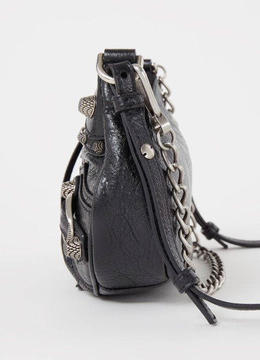 Balenciaga Le Cagole Mini schoudertas van lamsleer met studs - detail 2 zwart