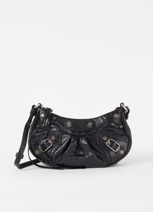 Balenciaga Le Cagole Mini schoudertas van lamsleer met studs - voorkant 5 zwart