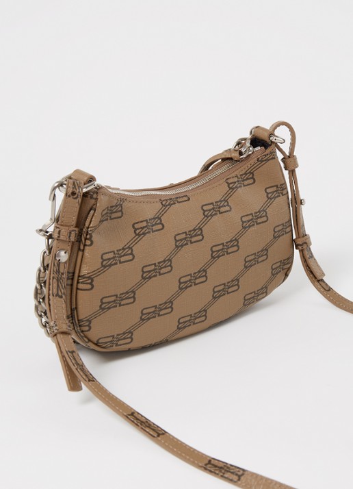 Balenciaga Le Cagole Mini schoudertas van lamsleer met studs - achterkant 7 lichtbruin