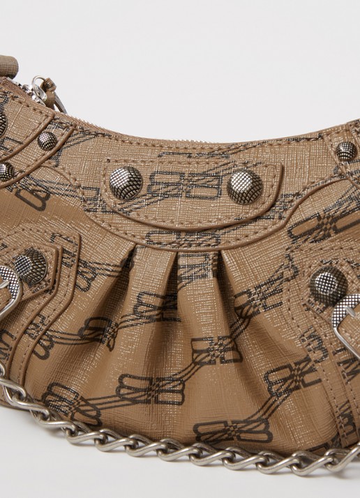 Balenciaga Le Cagole Mini schoudertas van lamsleer met studs - detail 3 lichtbruin