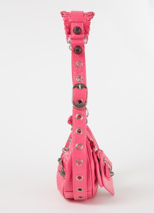 Balenciaga Le Cagole XS schoudertas van lamsleer met studs - detail 5 donkerroze