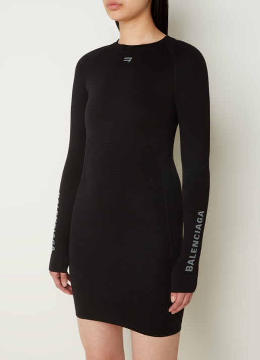 Balenciaga Mini jurk met structuur en logo - detail 2 zwart