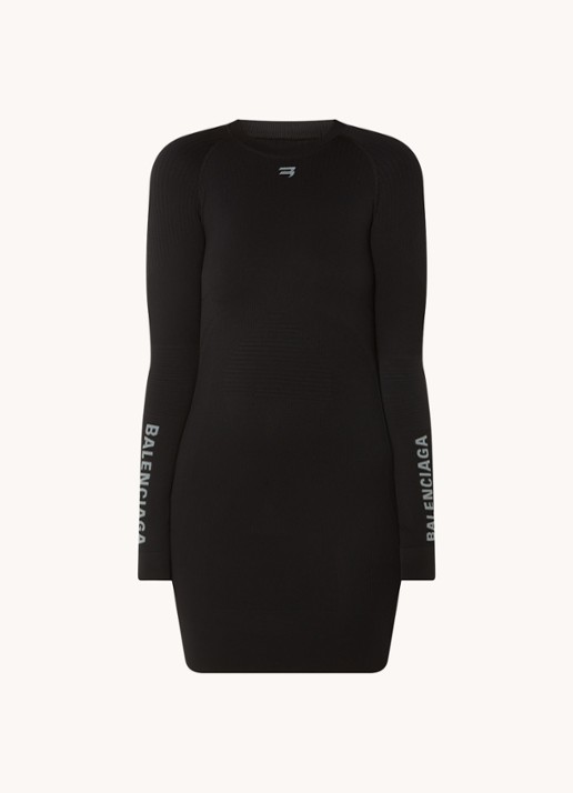 Balenciaga Mini jurk met structuur en logo - voorkant 4 zwart