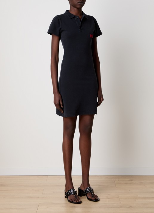 Balenciaga Mini jurk van piqué katoen met polokraag - voorkant 5 zwart