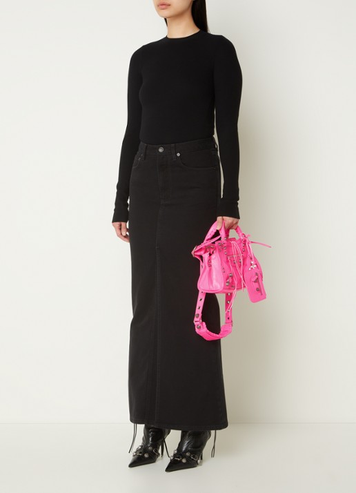 Balenciaga Neo Cagole XS handtas van lamsleer met studs  - voorkant 6 neonroze