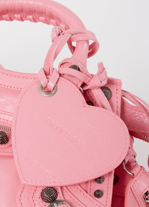 Balenciaga Neo Cagole XS handtas van lamsleer met studs - detail 6 roze