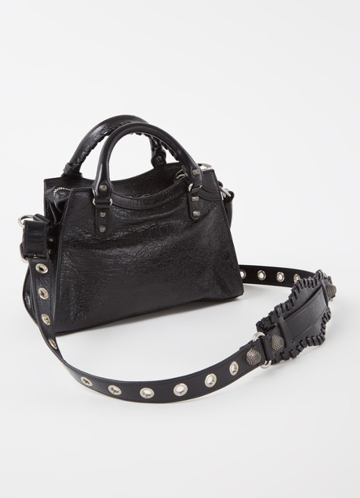 Balenciaga Neo Cagole XS handtas van lamsleer met studs - achterkant 7 zwart
