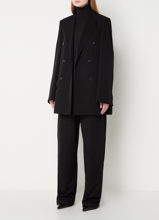 Balenciaga Oversized double-breasted mantel met klepzakken  - voorkant 2 zwart