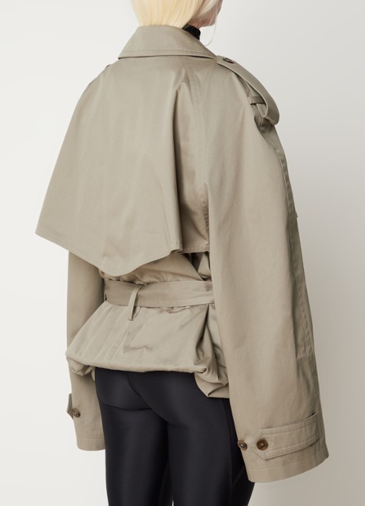 Balenciaga Oversized double-breasted trenchcoat met ceintuur - achterkant 6 khaki