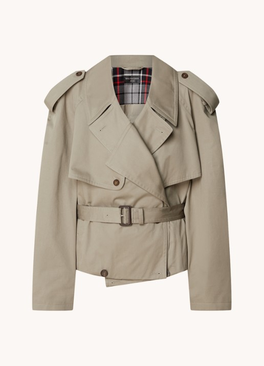 Balenciaga Oversized double-breasted trenchcoat met ceintuur - voorkant 4 khaki