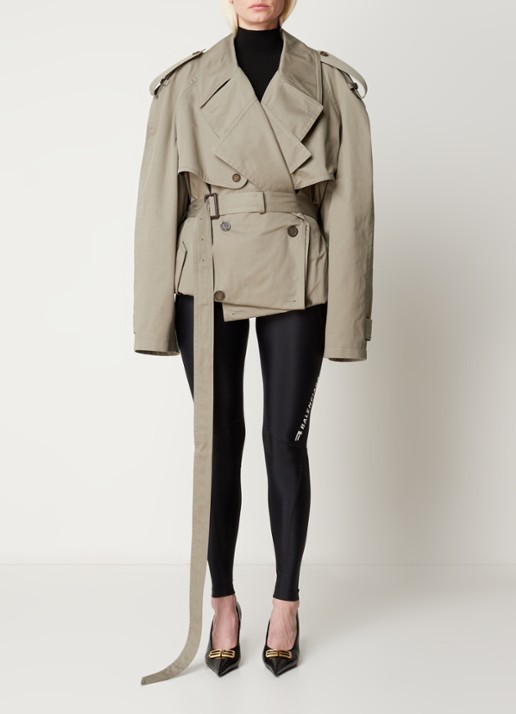 Balenciaga Oversized double-breasted trenchcoat met ceintuur - voorkant 5 khaki