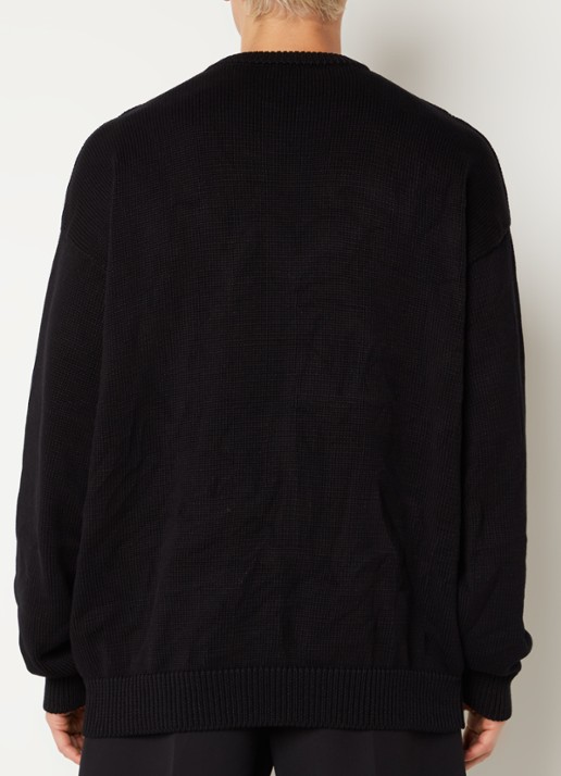 Balenciaga Oversized fijngebreide trui met logoborduring - achterkant zwart