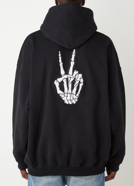 Balenciaga Oversized hoodie met front- en backprint - achterkant 4 zwart