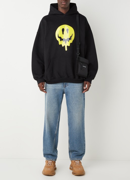 Balenciaga Oversized hoodie met front- en backprint - voorkant 3 zwart