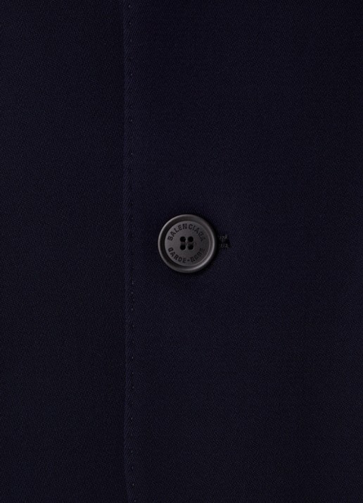Balenciaga Oversized mantel van wol met schoudervulling   - detail 3 donkerblauw