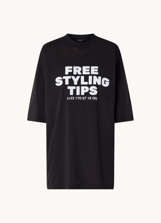 Balenciaga Oversized T-shirt met print  - voorkant 4 gebroken wit