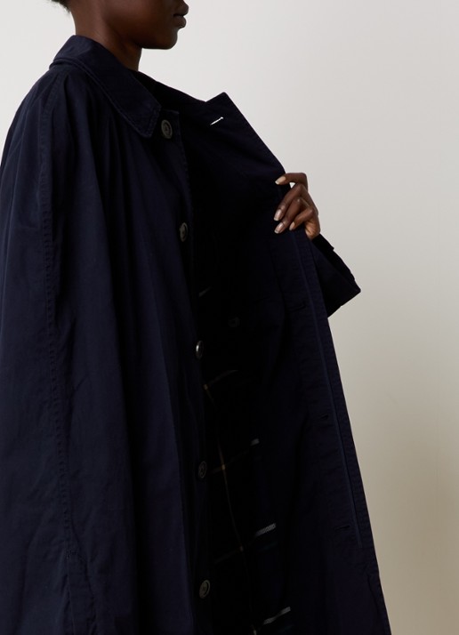 Balenciaga Oversized trenchcoat met steekzakken en ceintuur - detail 5 donkerblauw