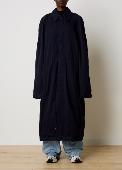 Balenciaga Oversized trenchcoat met steekzakken en ceintuur - voorkant 3 donkerblauw