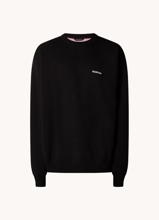 Balenciaga Political Campaign fijngebreide trui met logoborduring - voorkant 2 zwart