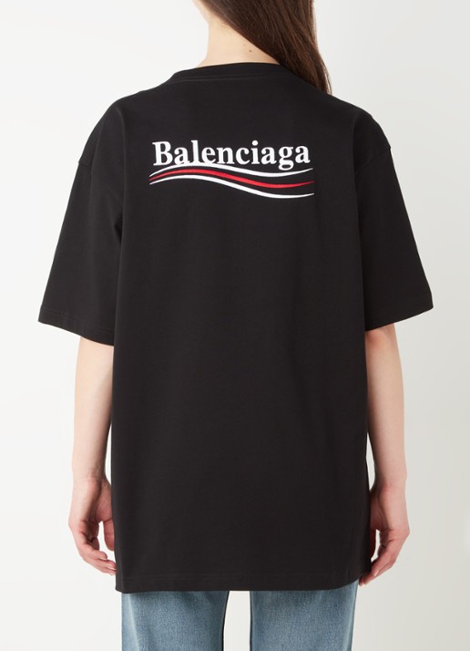 Balenciaga Political Campaign T-shirt met logo- en backprint - detail zwart