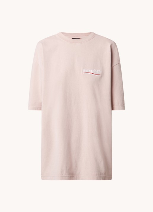 Balenciaga Political Campaign T-shirt met logo- en backprint - voorkant 4 roze