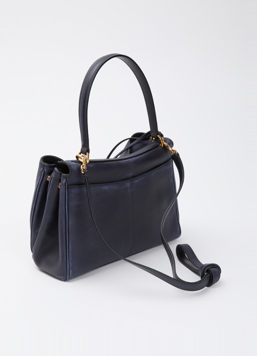 Balenciaga Rodeo Small handtas van kalfsleer met afneembare schouderriem - achterkant donkerblauw