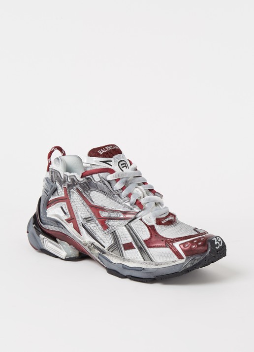 Balenciaga Runner sneaker met mesh details - voorkant bordeauxrood