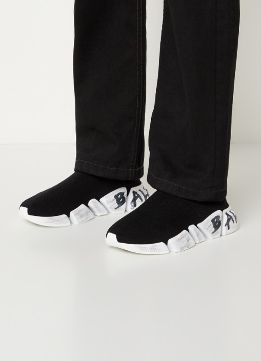 Balenciaga Speed 2.0 Trainer met gebreid bovenwerk - voorkant 8 zwart