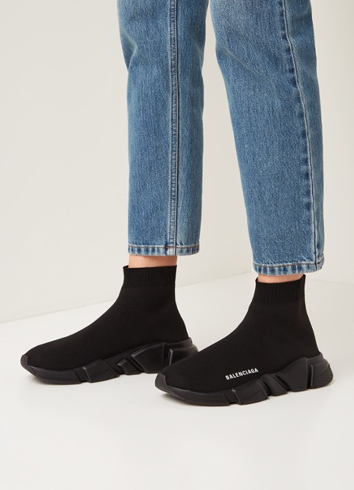 Balenciaga Speed Trainer met logo - voorkant 5 zwart