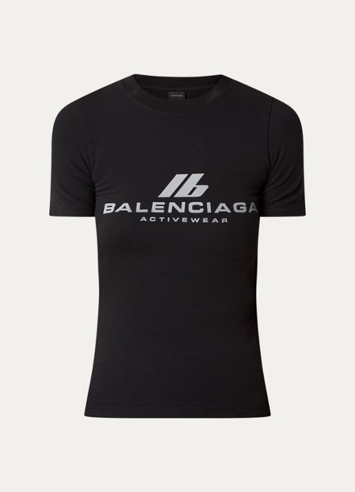 Balenciaga T-shirt met logoprint - voorkant 3 zwart
