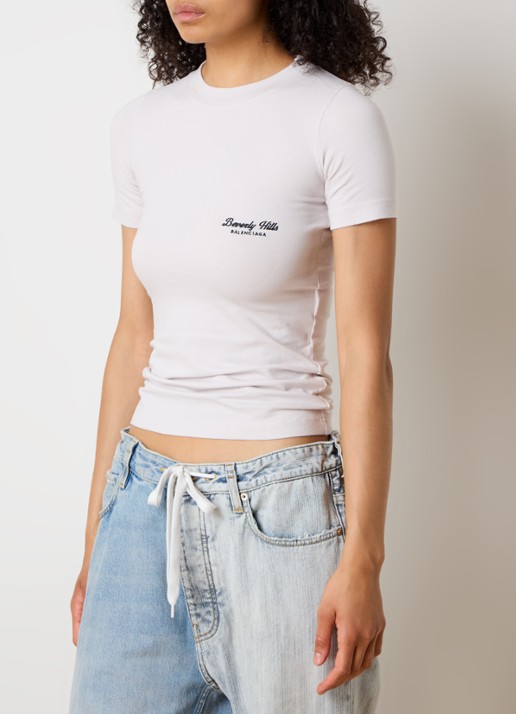Balenciaga T-shirt met logoprint - detail 4 lichtgrijs