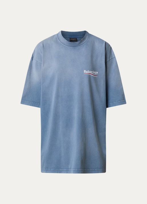 Balenciaga T-shirt met logoprint - voorkant 3 blauw