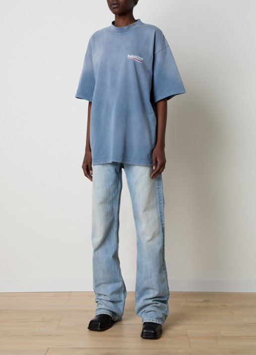 Balenciaga T-shirt met logoprint - voorkant 4 blauw