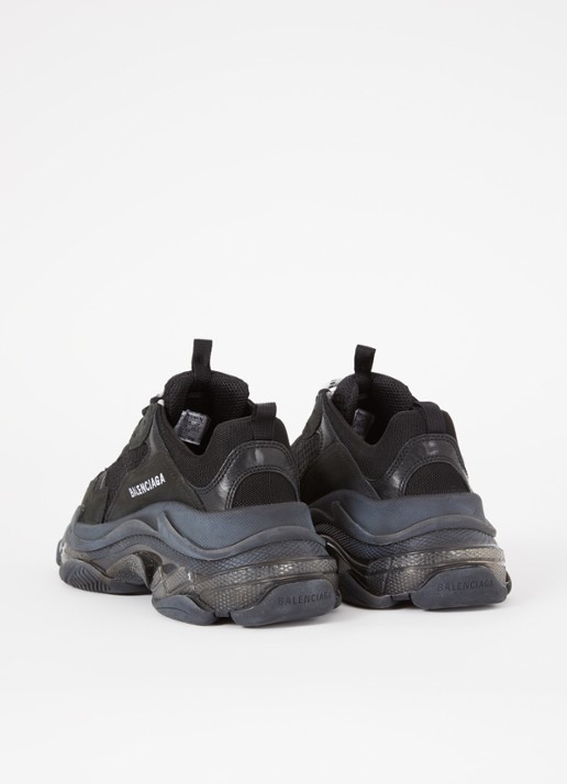 Balenciaga Triple S Clear sneaker met mesh details - achterkant zwart