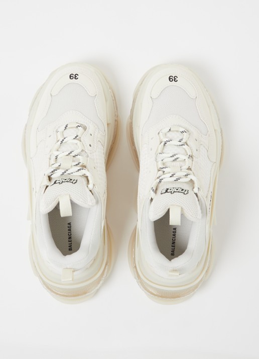Balenciaga Triple S sneaker met mesh details - detail 5 creme