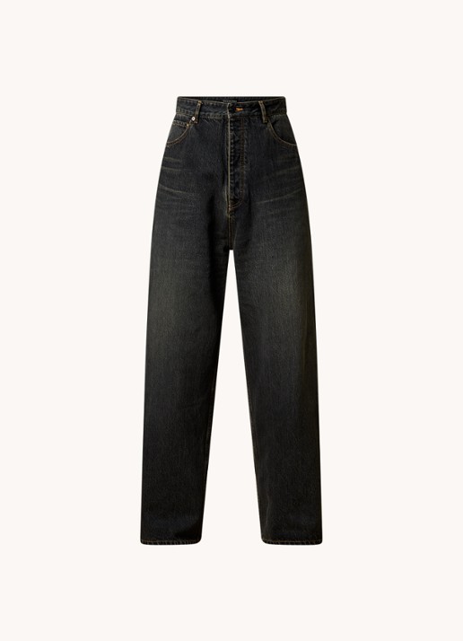 Balenciaga Wide leg jeans met donkere wassing - voorkant 5 indigo