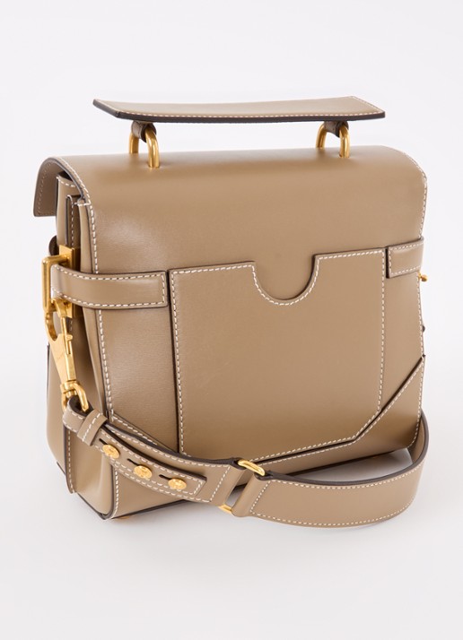 Balmain B-Buzz 23 handtas van kalfsleer - achterkant zand