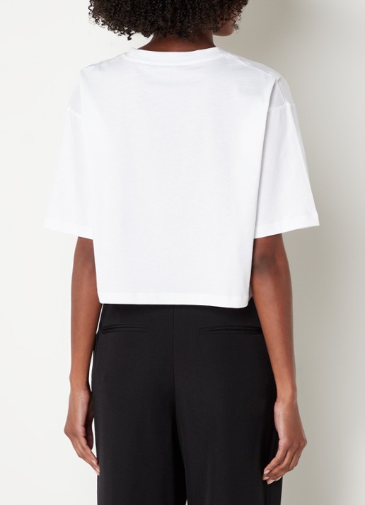Balmain Crop top met logoprint - achterkant wit