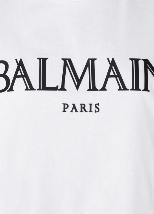 Balmain Crop top met logoprint - detail 5 wit